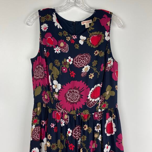 Brooks Brothers Retro Floral Ruffle Fit and Flare Dress Navy Womens Size 6 - Picture 4 of 12